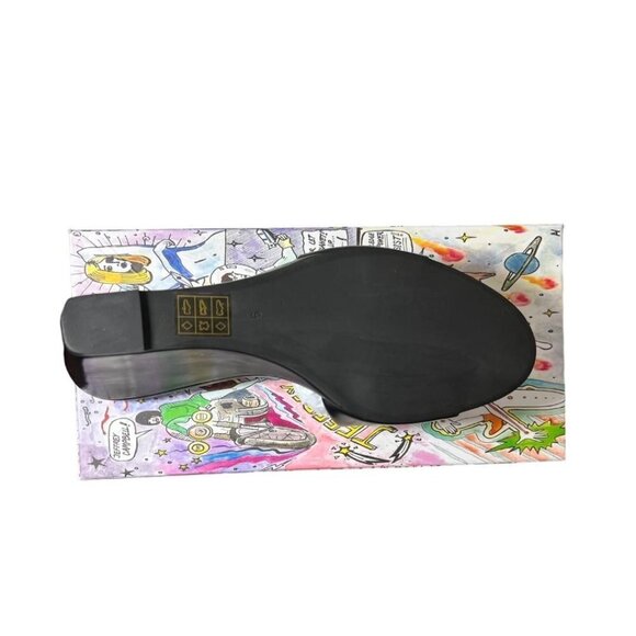 Jeffrey Campbell Womens Black Leather Slip On Open Toe Wedge Sandals Sz 9 NEW - Picture 5 of 11
